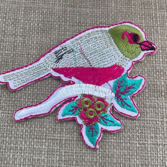 Iron On Patches Multi Color Bird on Branch Embroidery Patches - Picture 4 of 8